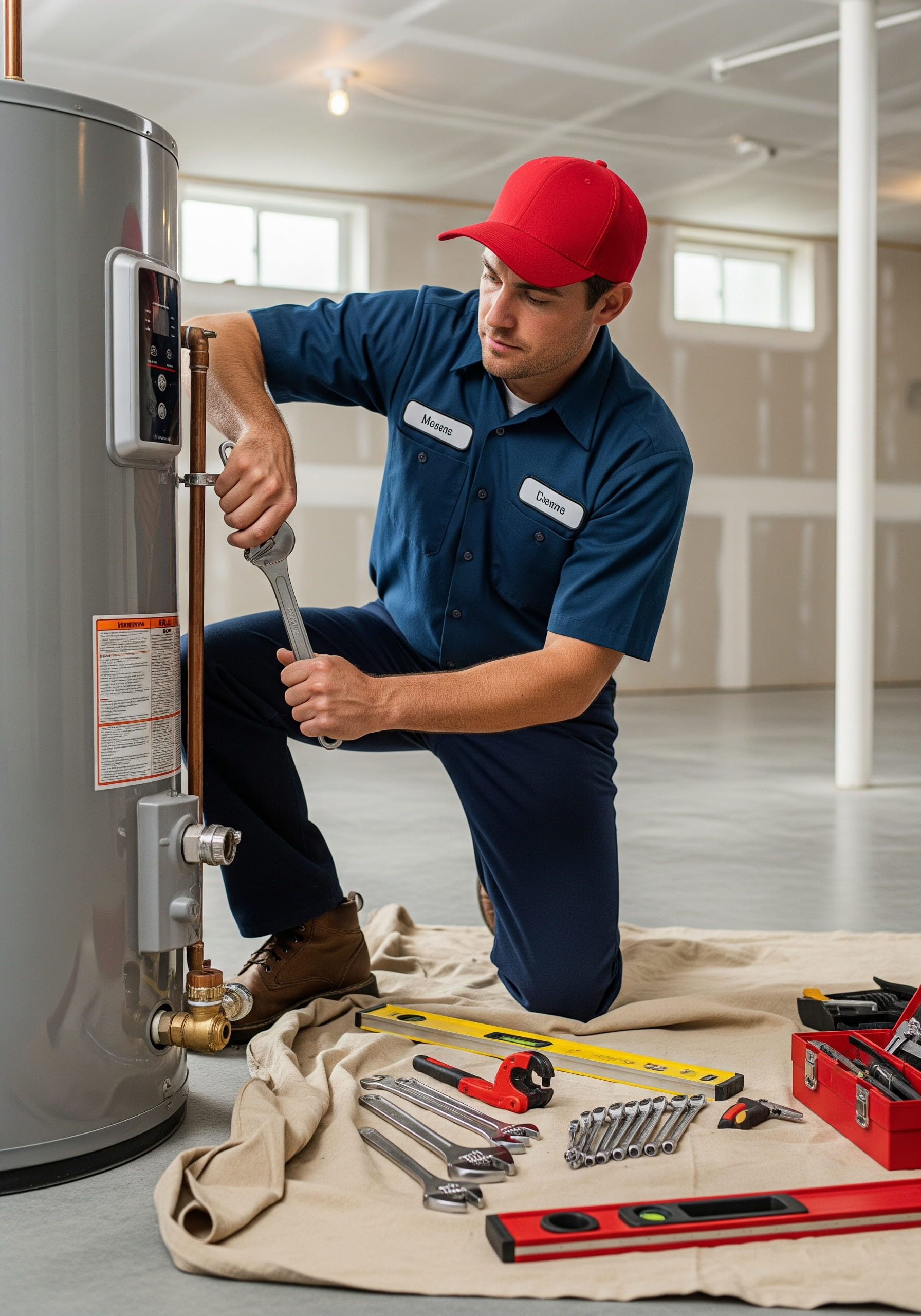 USA Drain Service technician working diligently on pipes